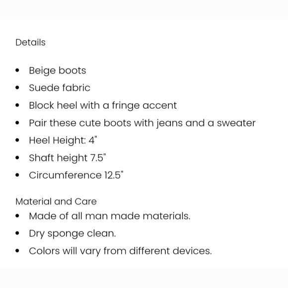 Beige Fringe Suede Boots - Picture 11 of 11